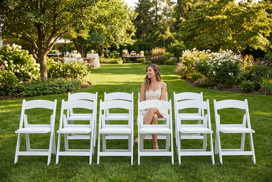 Padded folding chairs in white with PU leather and PP frame - product detail