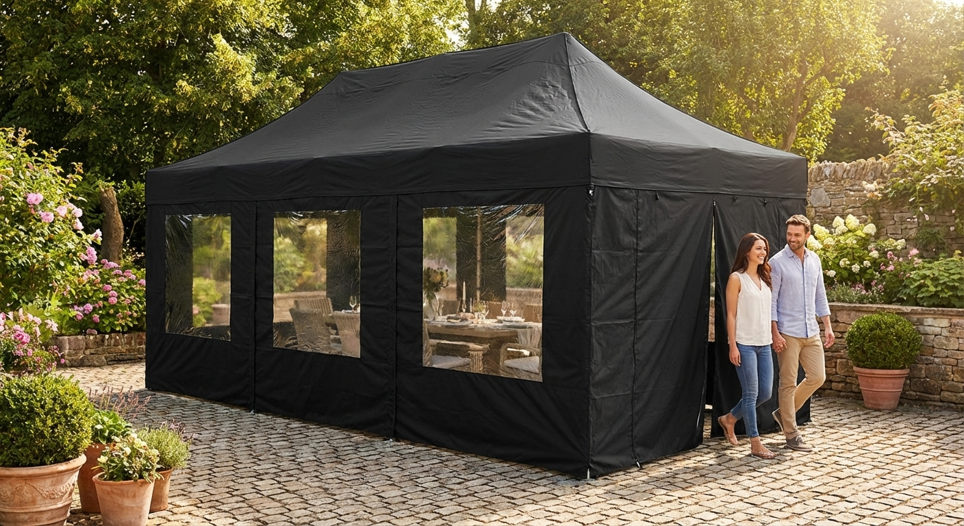 Black gazebo sidewall kit 4x6 m for outdoor events