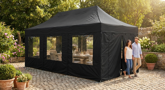 Black gazebo sidewall kit 4x6 m for outdoor events