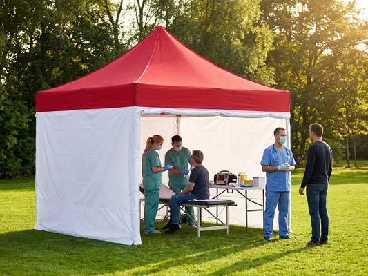 Pop Up Gazebo 3x3m Red/White for Emergency Use - product detail