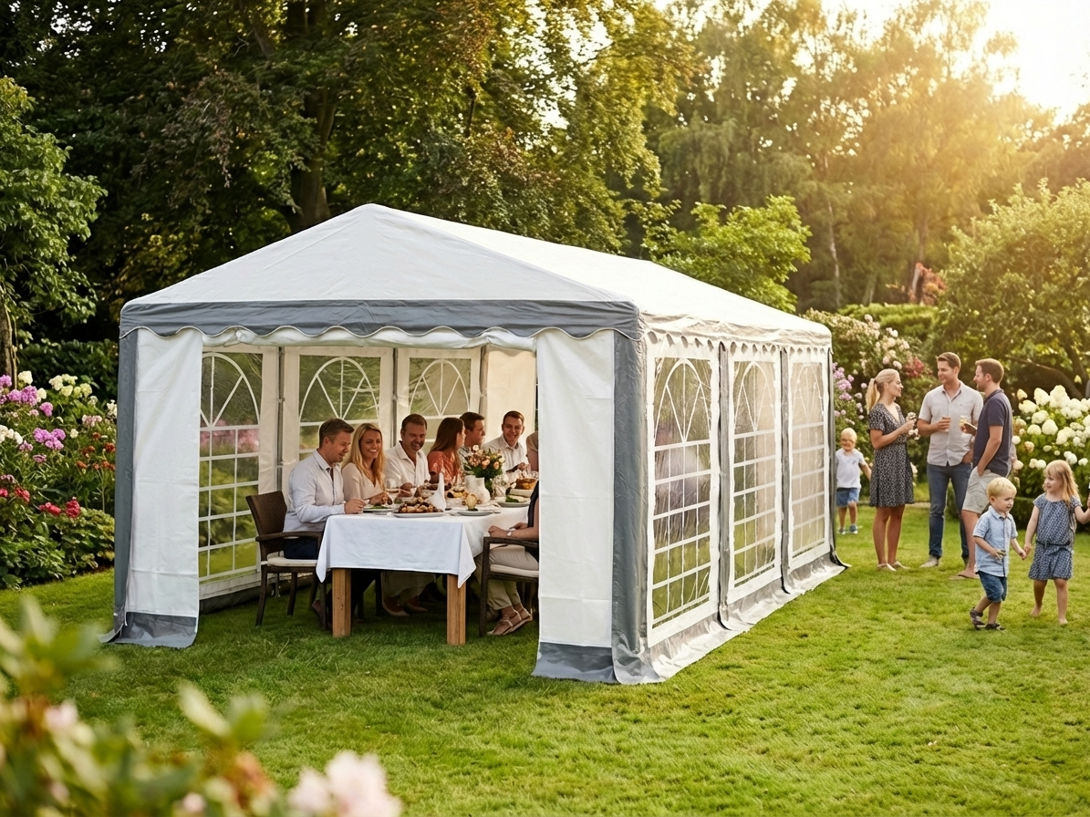 Marquee 4x6 m in Grey/White, ideal for outdoor events - product detail