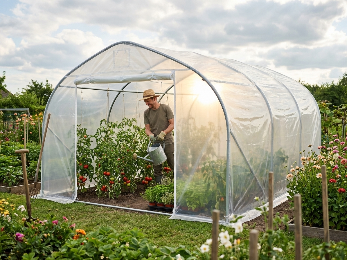 Transparent polytunnel greenhouse cover, 180 micron foil