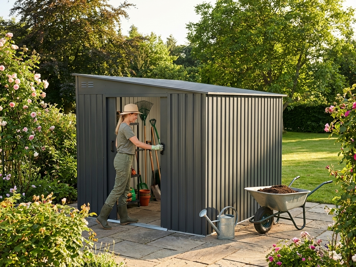 Steel Garden Shed in Anthracite for Outdoor Storage - product detail
