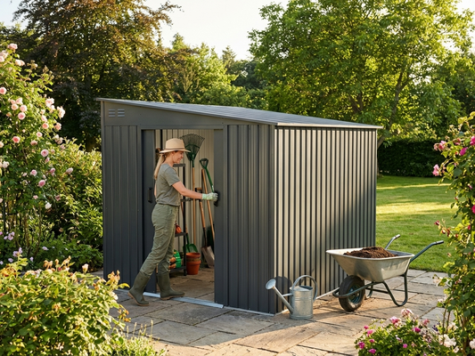 Steel Garden Shed in Anthracite for Outdoor Storage - product detail
