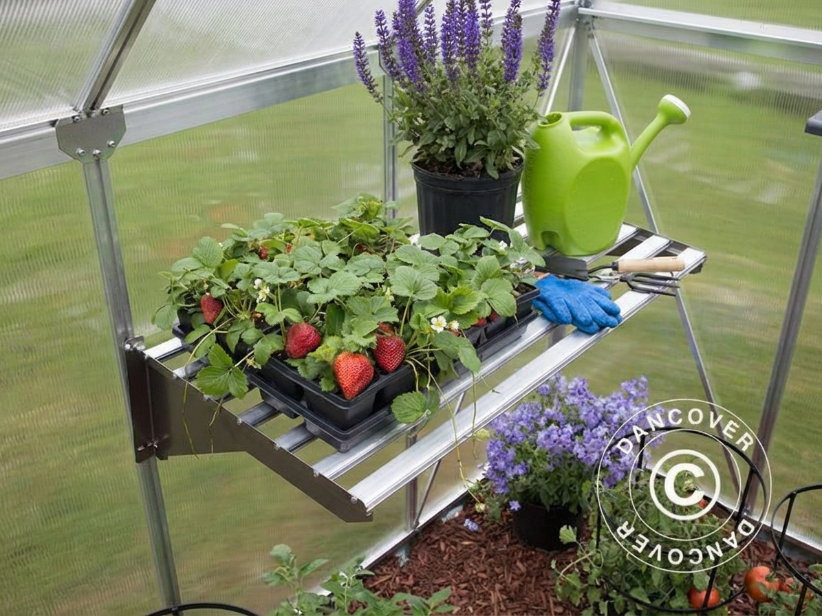 Greenhouse shelf made of aluminium and galvanised steel