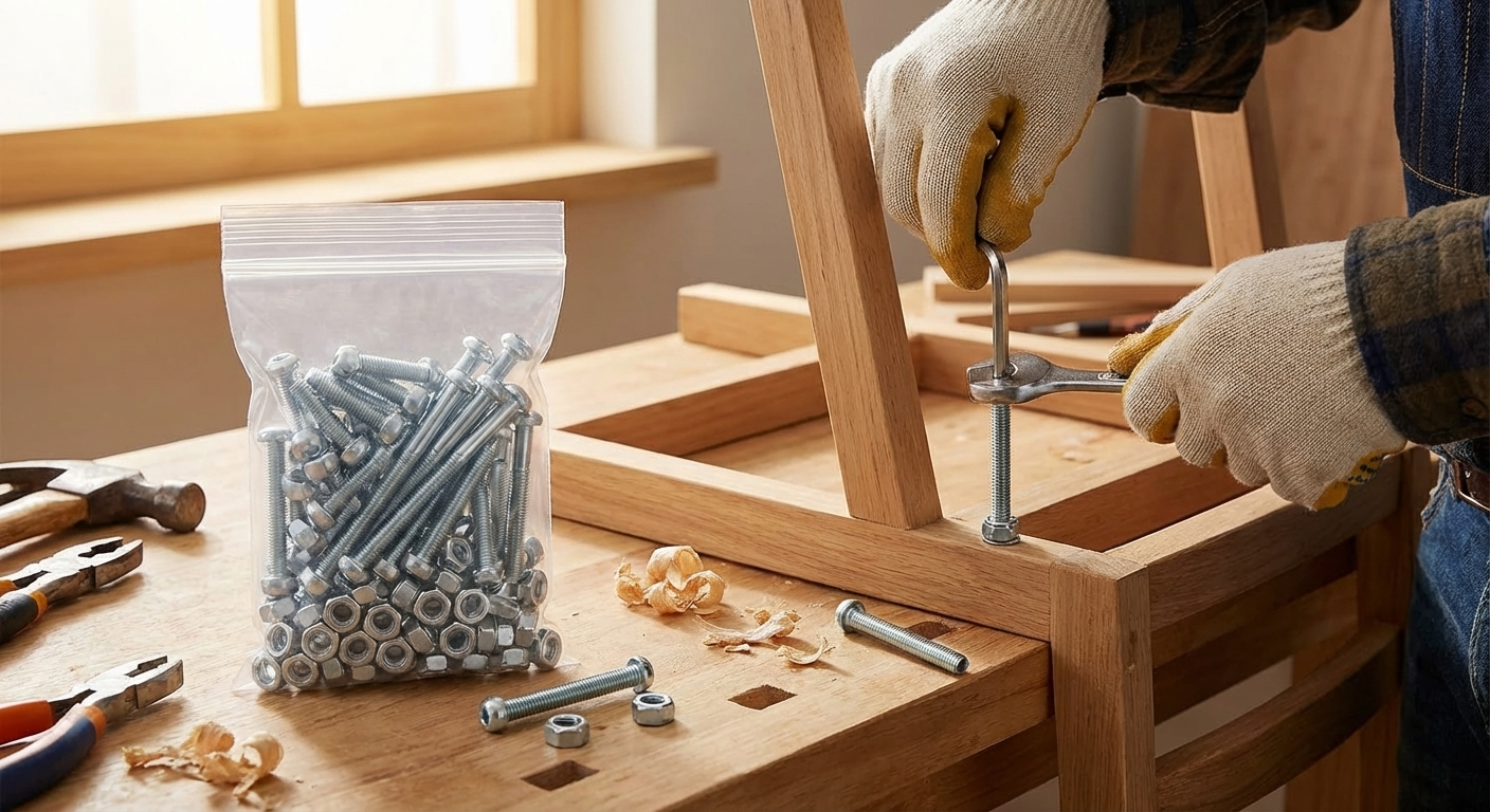 Steel fastener set in silver, ideal for industrial applications