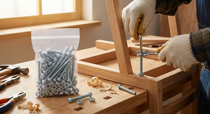 Steel fastener set in silver, ideal for industrial applications