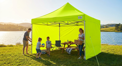 Pop up gazebo in neon yellow/green with steel frame - view 3