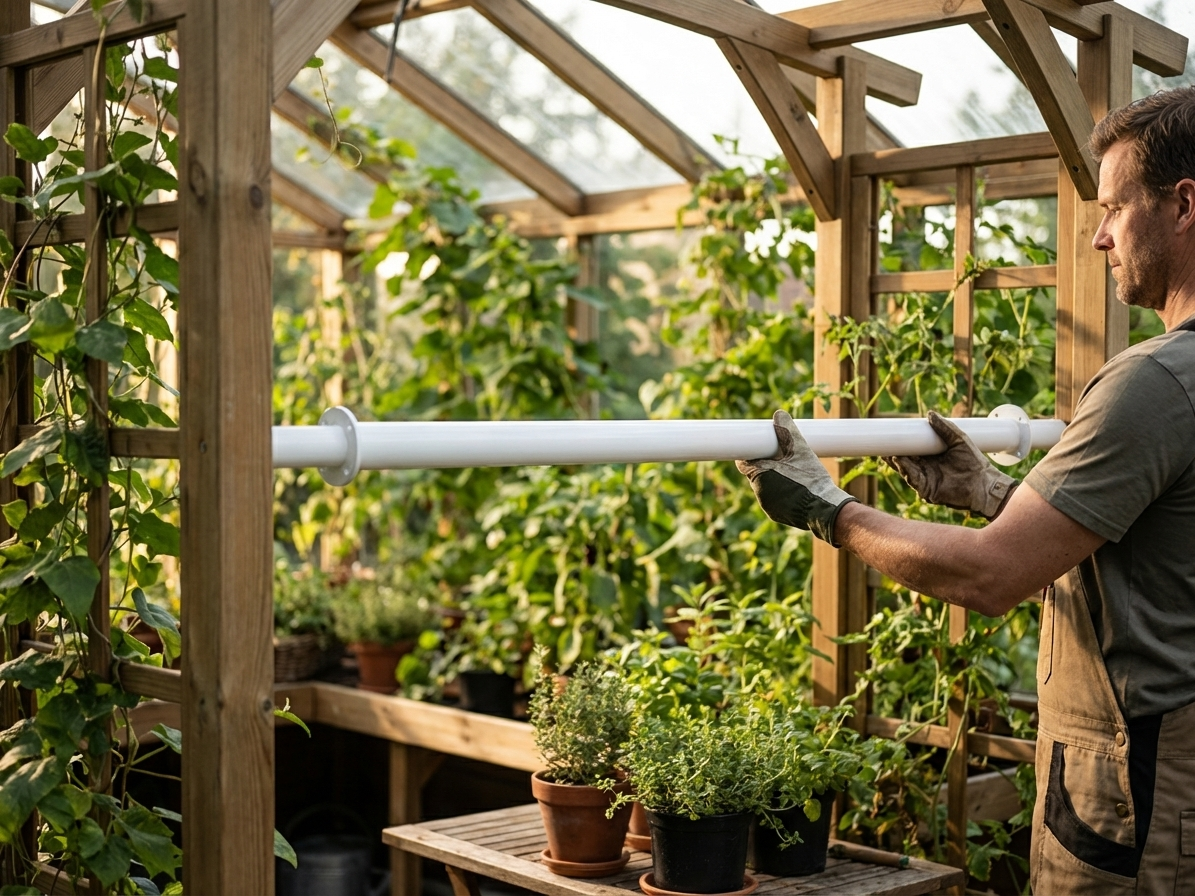 Silver horizontal pipe in galvanised steel, 1375 mm length
