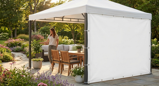 White PVC endwall 3x3m for outdoor events, UV-resistant and waterproof