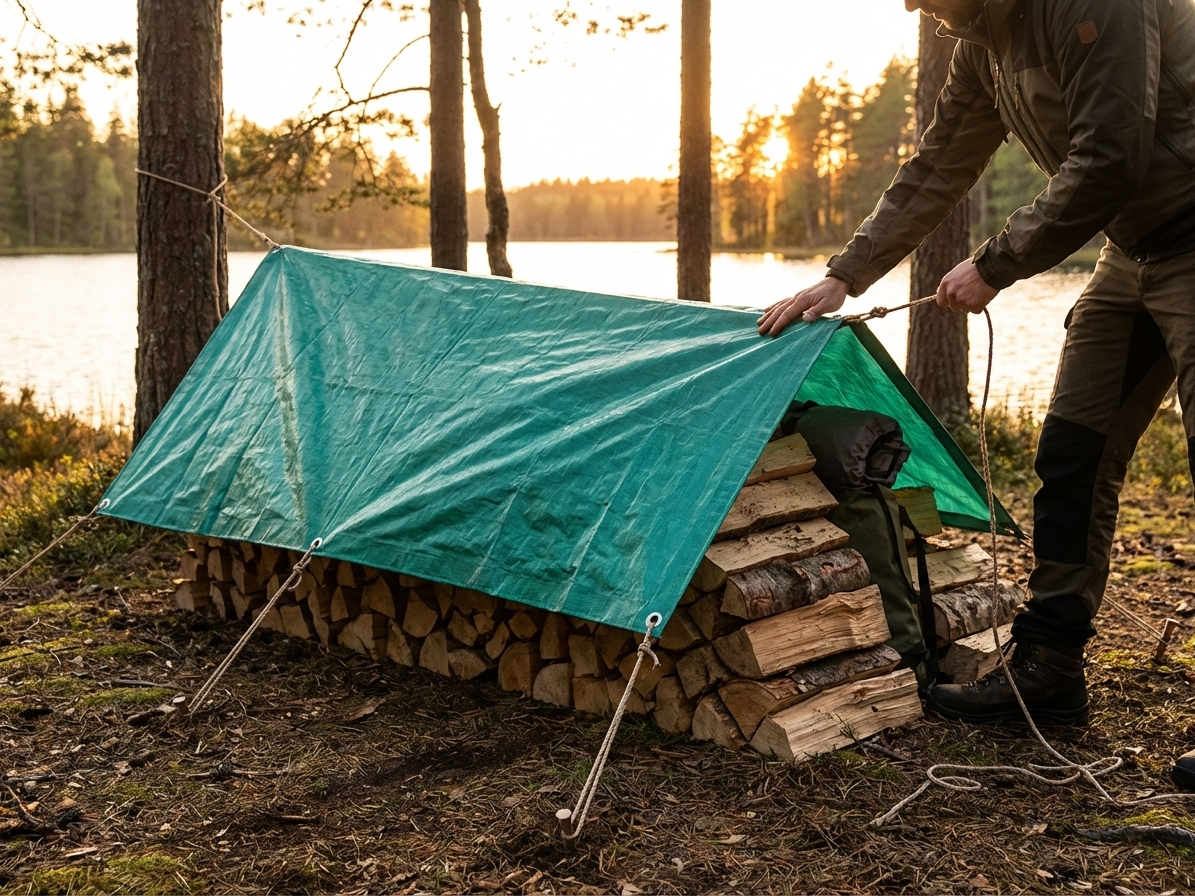 Green 6x8 m tarpaulin made from PE - view 3