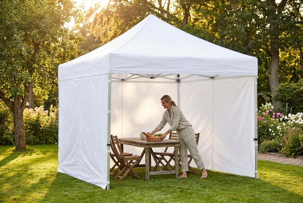 White pop-up gazebo for outdoor events with aluminium frame - product detail