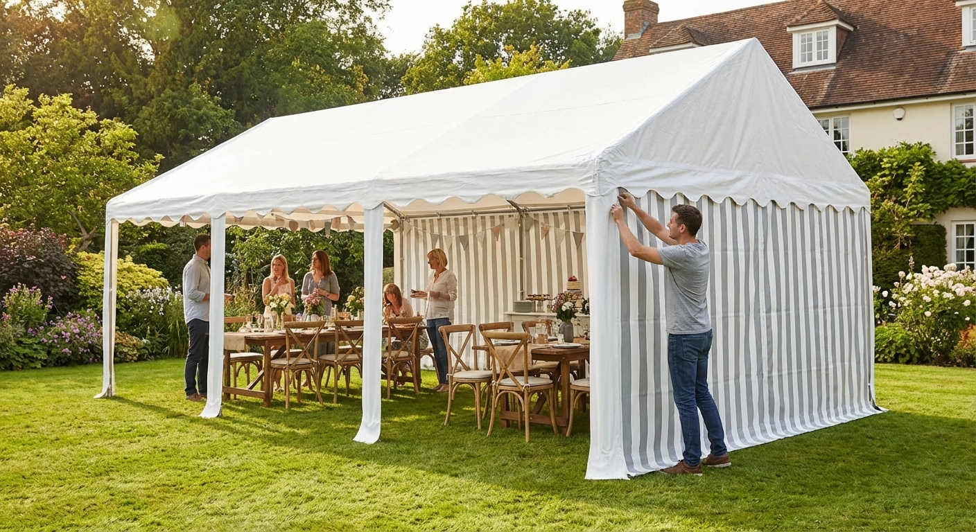 PVC Roof Cover for 5x8 m Marquee in White/Grey - view 3