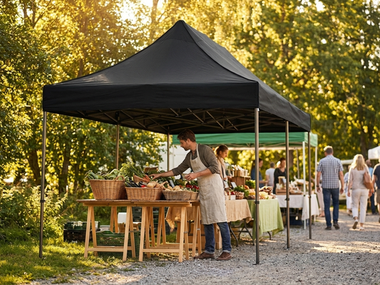Black gazebo roof cover made from polyester with PVC backing for outdoor use - product detail
