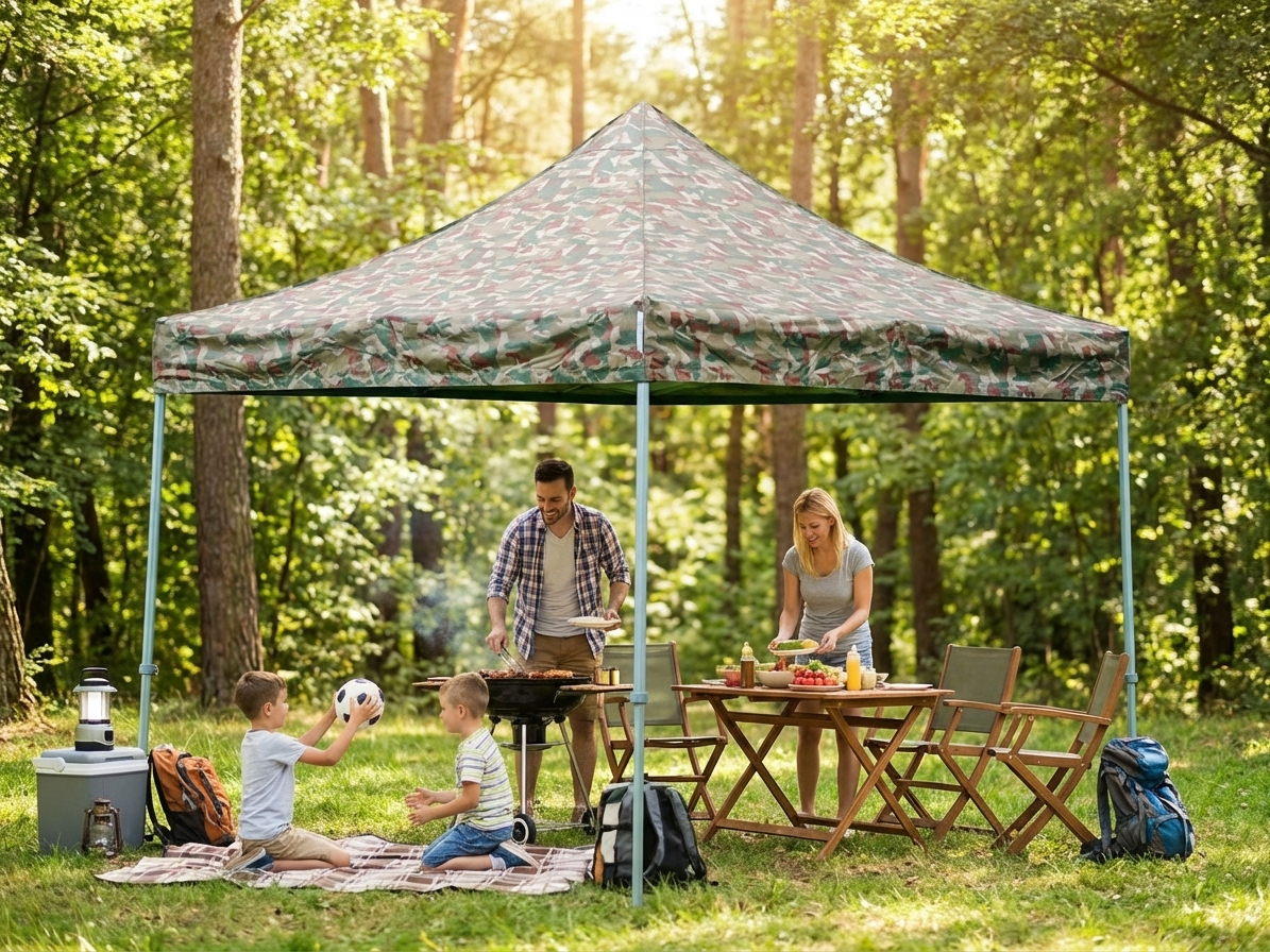 Pop up gazebo in camouflage with steel frame for outdoor events