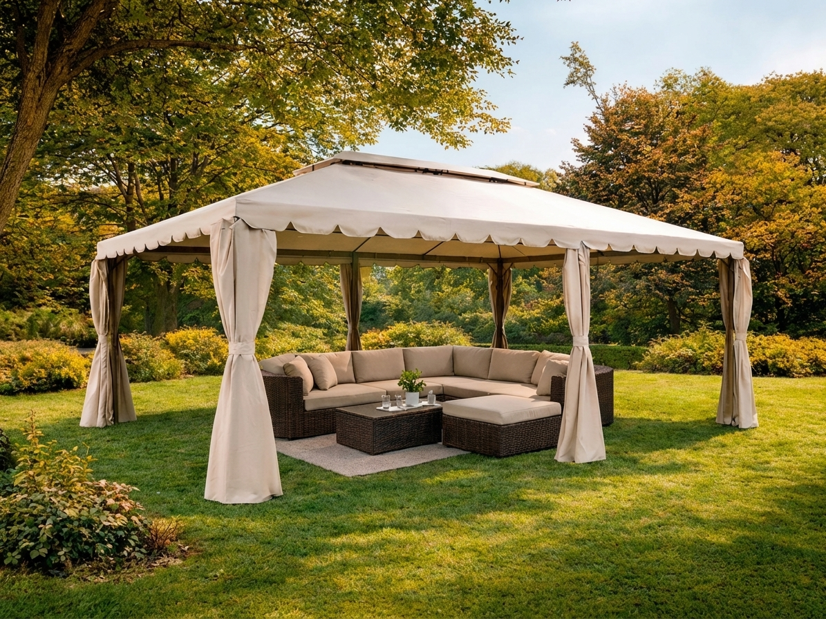 Sand coloured gazebo 3x6 m for outdoor events