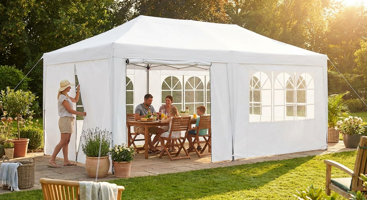 White Gazebo Sidewall Kit 3x4.5m for Outdoor Use