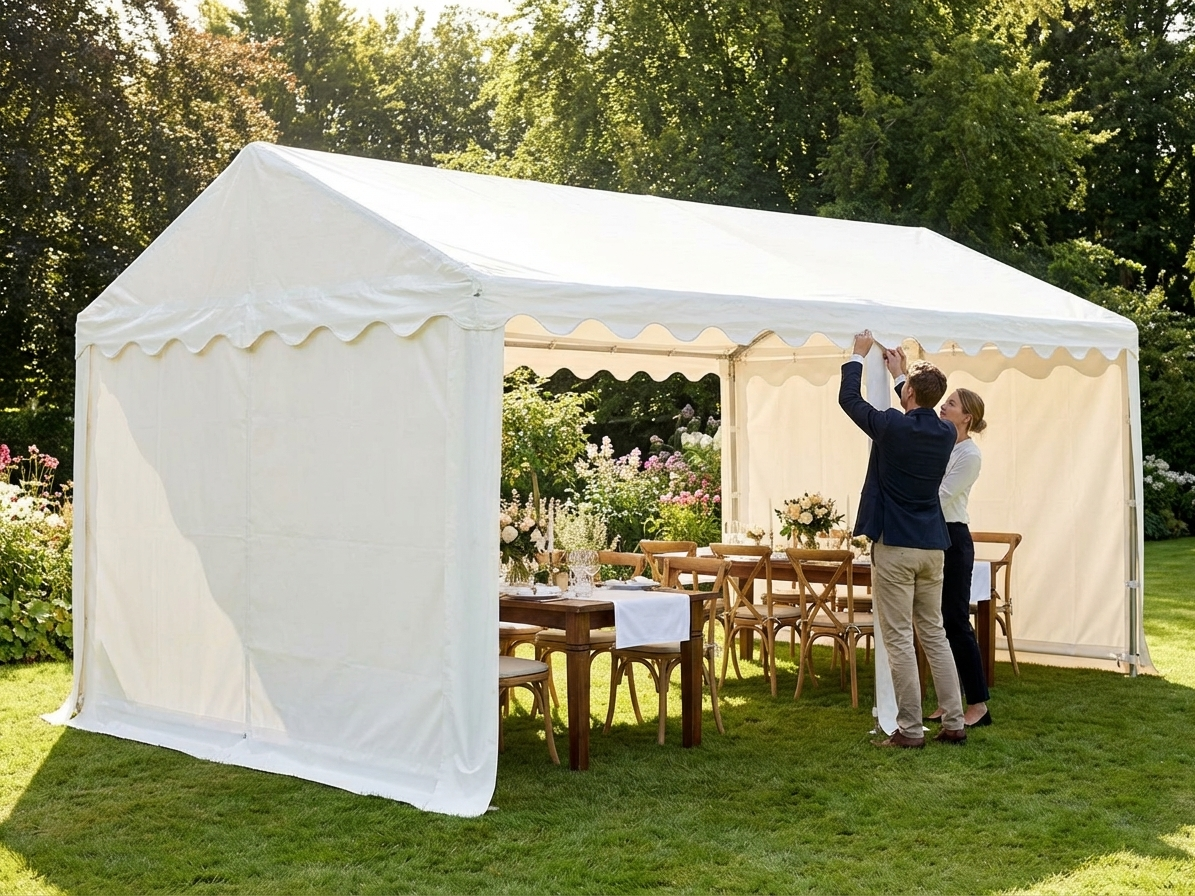 White roof cover for 5x8m marquee made from polyethylene tarpaulin - view 3