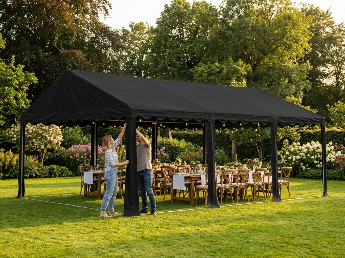 PVC Marquee Roof Cover in Black, Waterproof and UV-Resistant