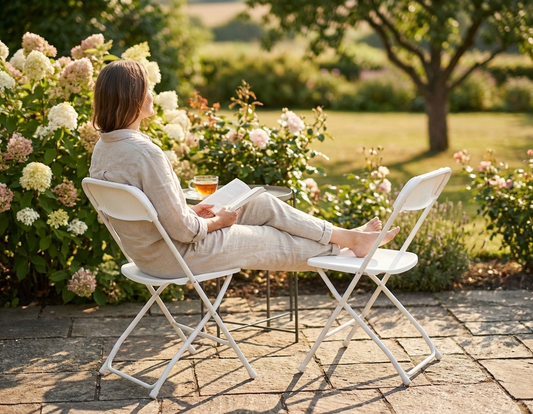 Folding Chair in White, 44x44x80 cm, suitable for indoor and outdoor use - product detail