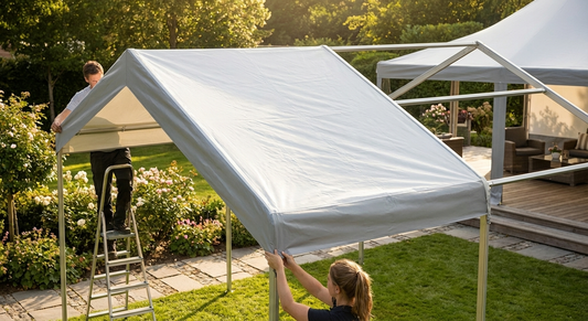 PVC roof cover middle section in white and grey, 6x2 m size - product detail