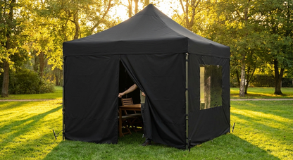 Black gazebo sidewall kit, 3x3 m, flame retardant