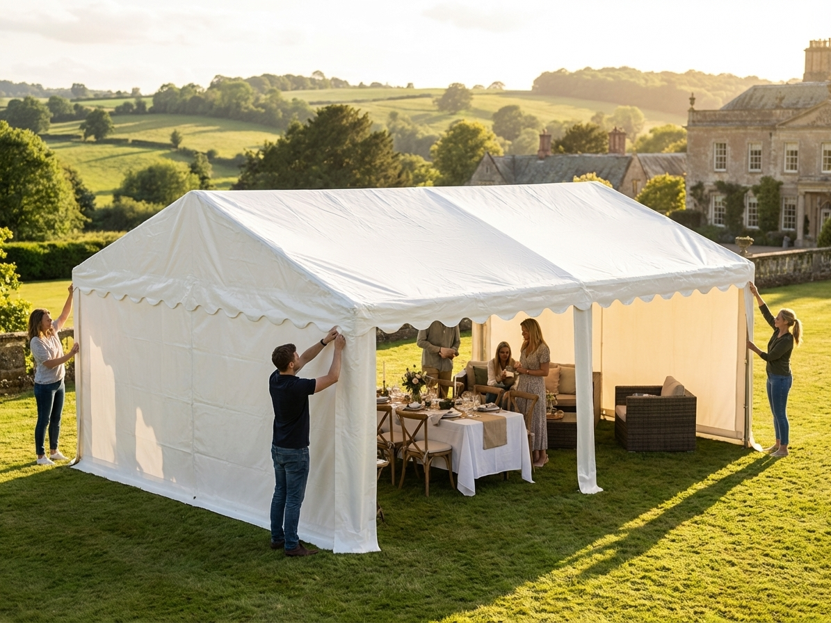 White marquee roof cover 4x6 m for event shelter