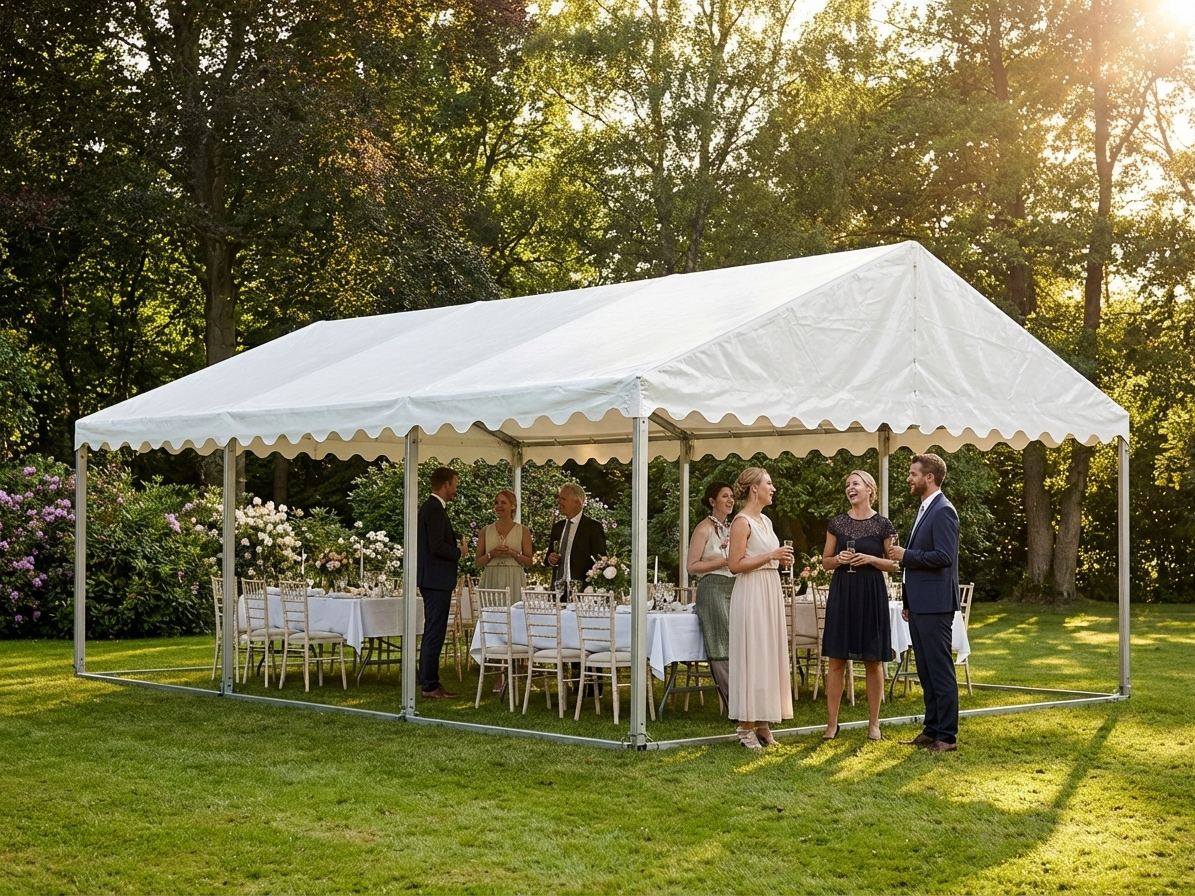 White PVC/polyester marquee roof cover 6x12m for outdoor use - view 3