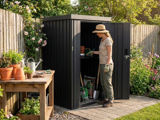 Anthracite Metal Garden Shed for Outdoor Storage