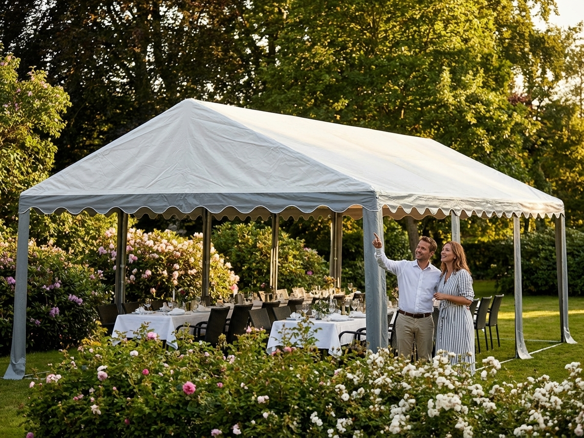 PVC roof cover for marquee, white and grey 6x10 m - view 3