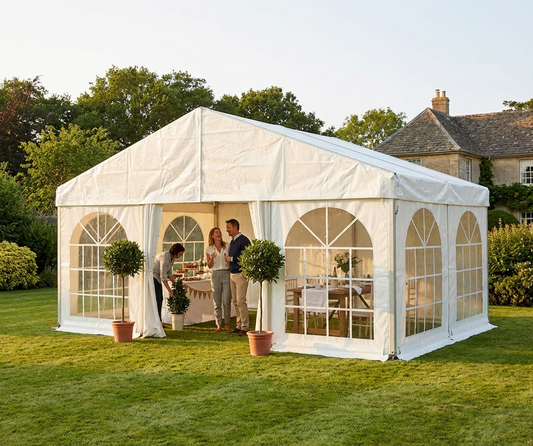 White Marquee Extension with Heavy PVC and Aluminium for Commercial Use