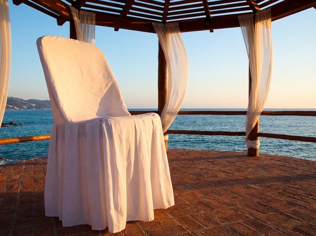 Elegant white chair cover for 44x44x80 cm chair - product detail