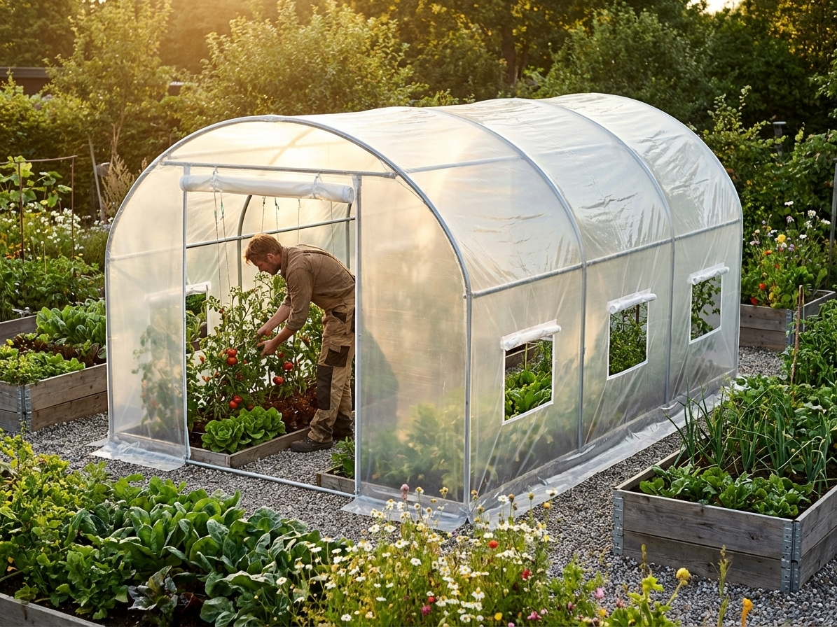 Polytunnel greenhouse cover in transparent 180 micron foil - view 3