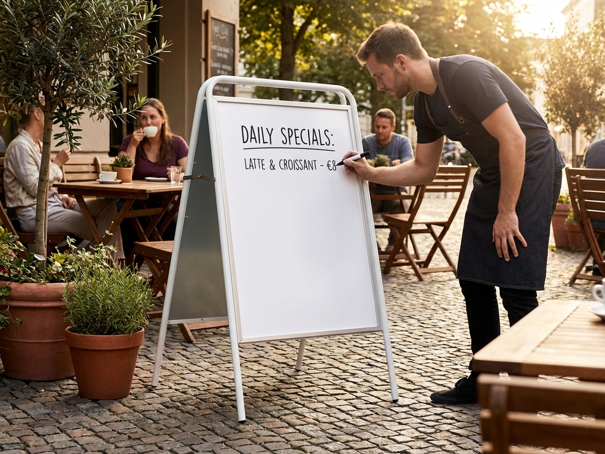 White A-board 58x92cm made from zinc-aluminium alloy - view 3
