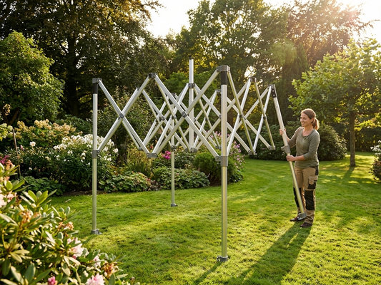 Aluminium gazebo frame 2.5x2.5m in silver, adjustable height