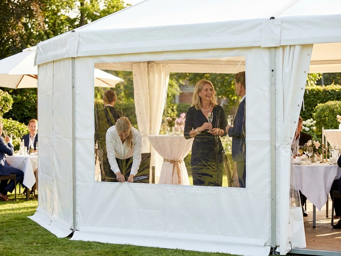 White PVC sidewall with panorama window for marquee - view 3