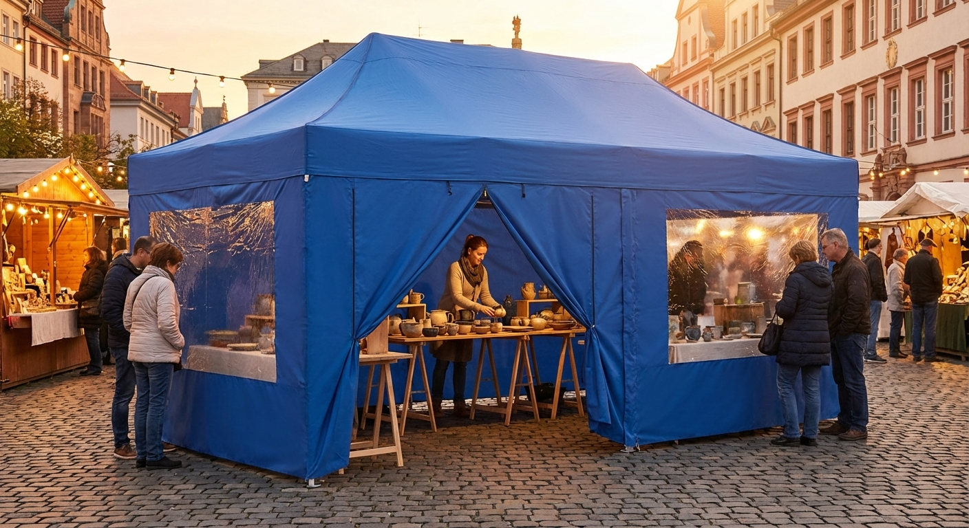 Blue sidewall kit for gazebo, polyester with PVC backing