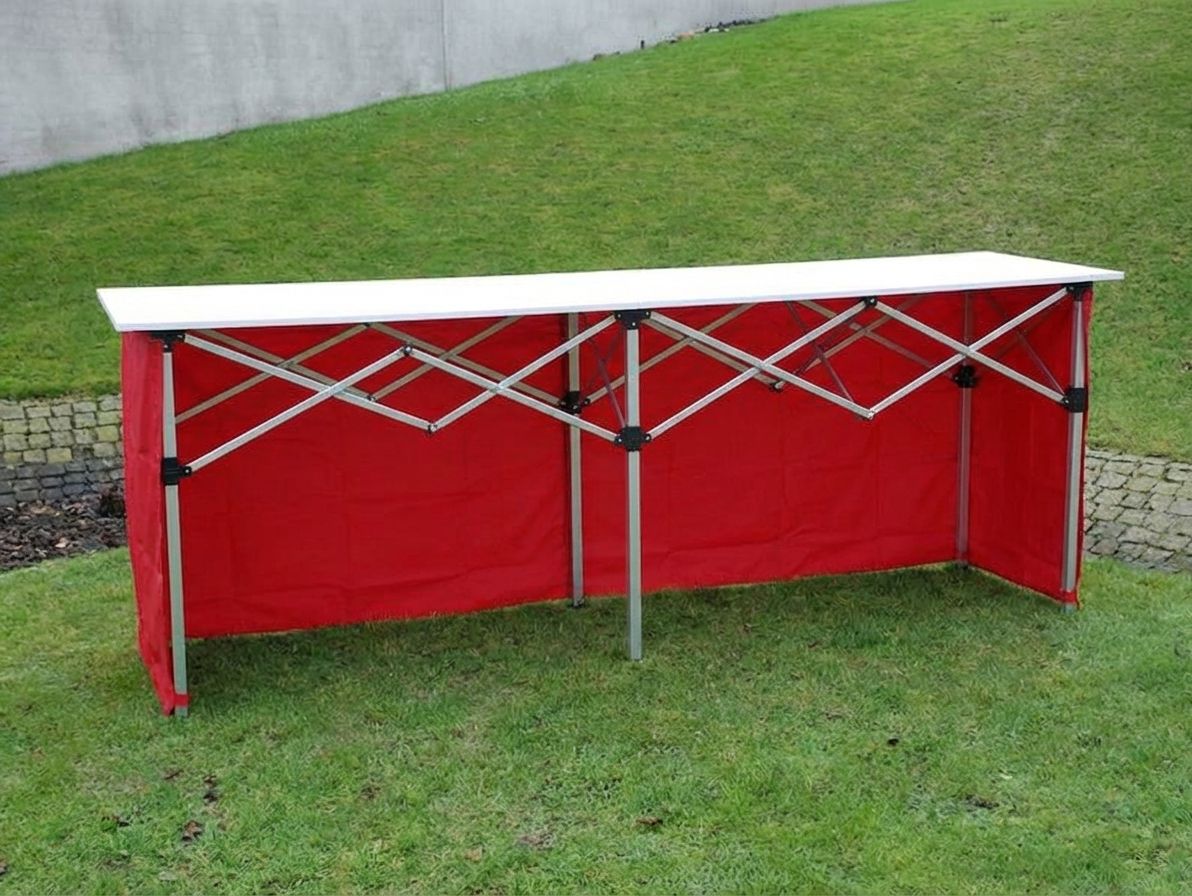 Red side panel for event shelters made of polyester with PVC backing