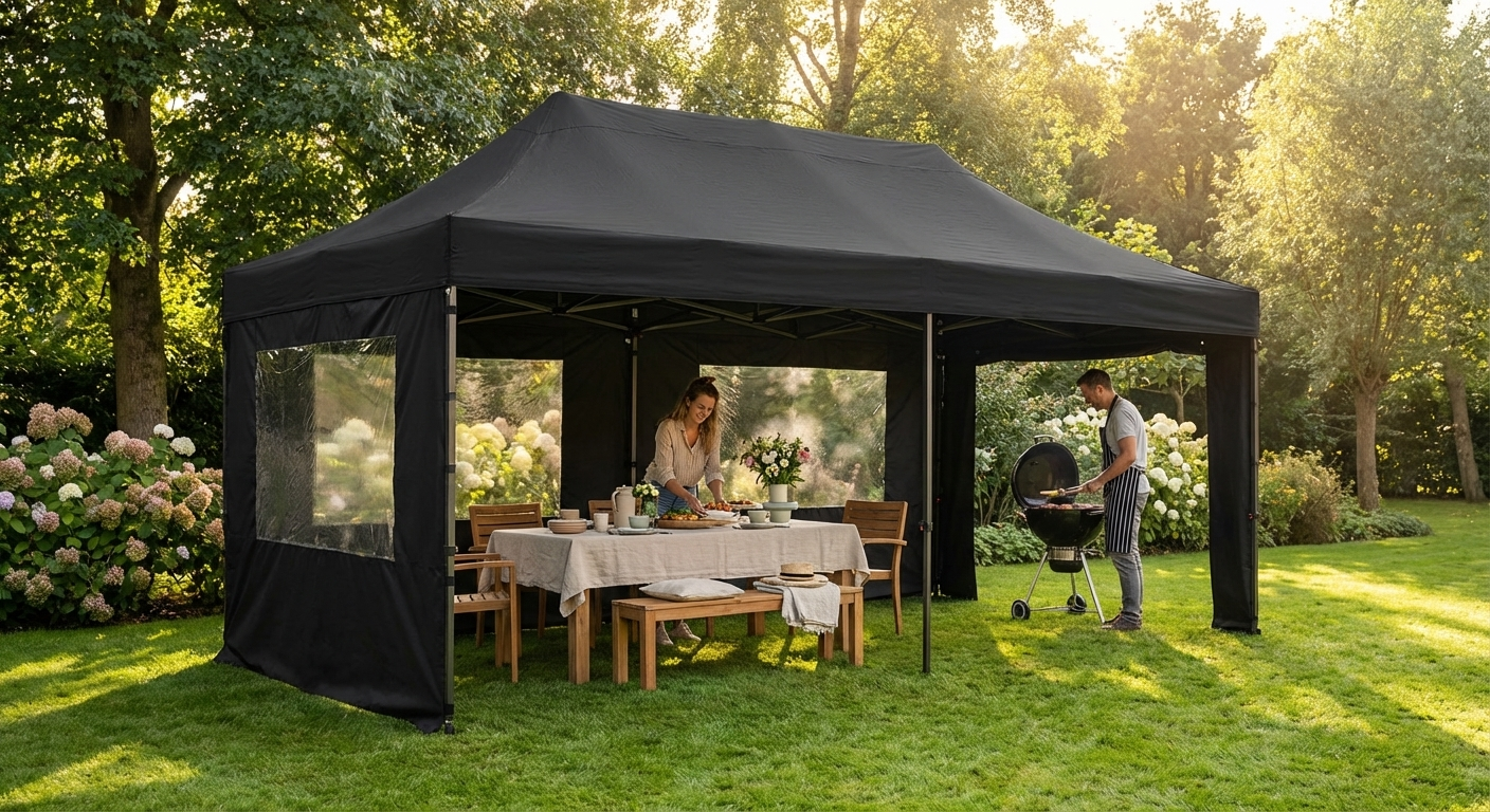 Black pop-up gazebo with aluminium frame for outdoor events - view 3