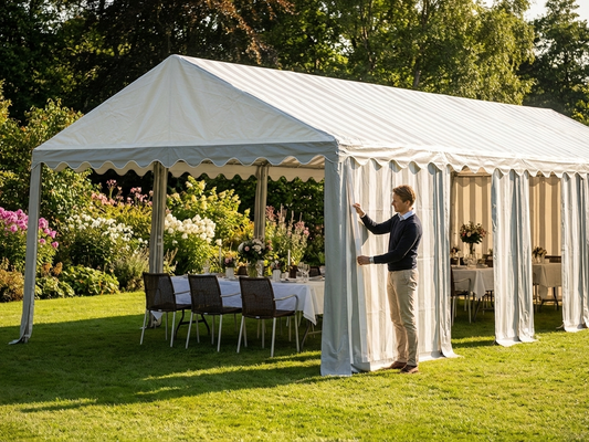 Marquee roof cover in White/Grey, strong PVC, for outdoor events