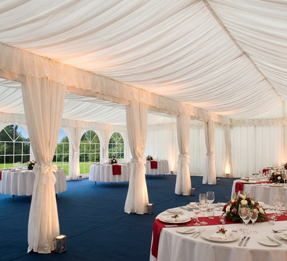 White marquee lining and leg curtain pack for 5x10 m marquee