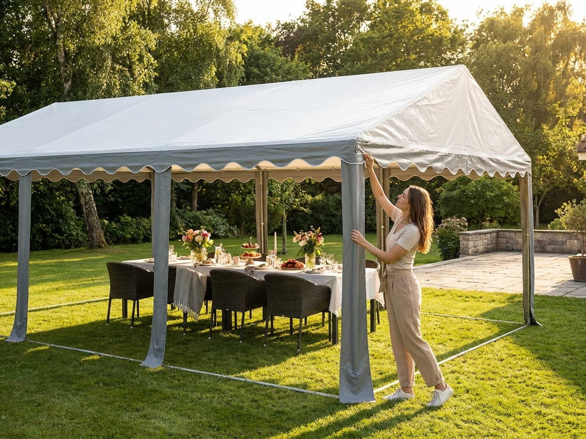 Marquee roof cover in white and grey PVC, 4x6 meters - view 3