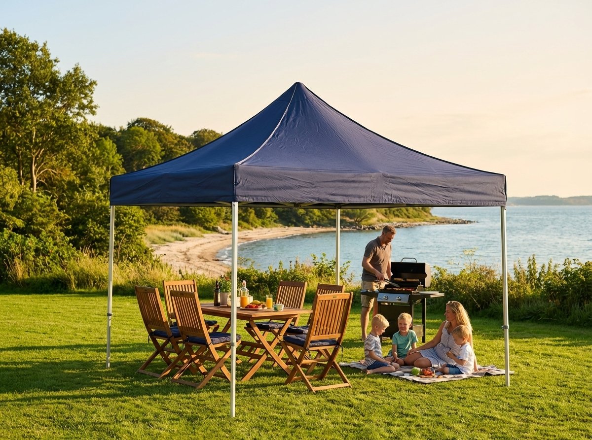 Pop up gazebo 3x3m dark blue with aluminium frame for outdoor use - view 3