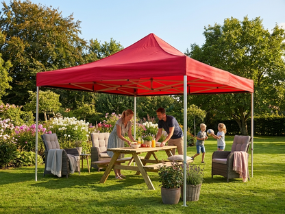 Red pop up gazebo with aluminium frame for outdoor use - product detail
