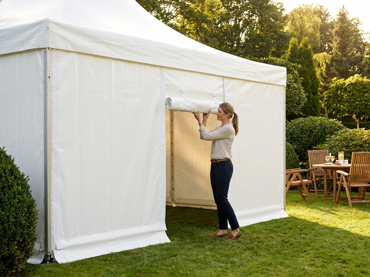 White polyethylene tarpaulin endwall, 6m, UV-resistant