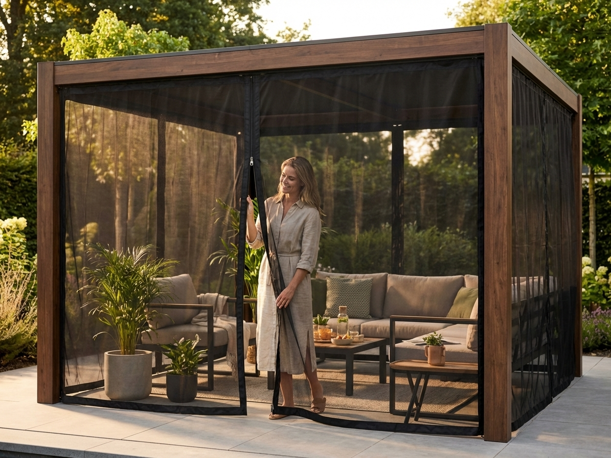 Black mesh curtain for Gazebo Osiris 3x4 m - product detail
