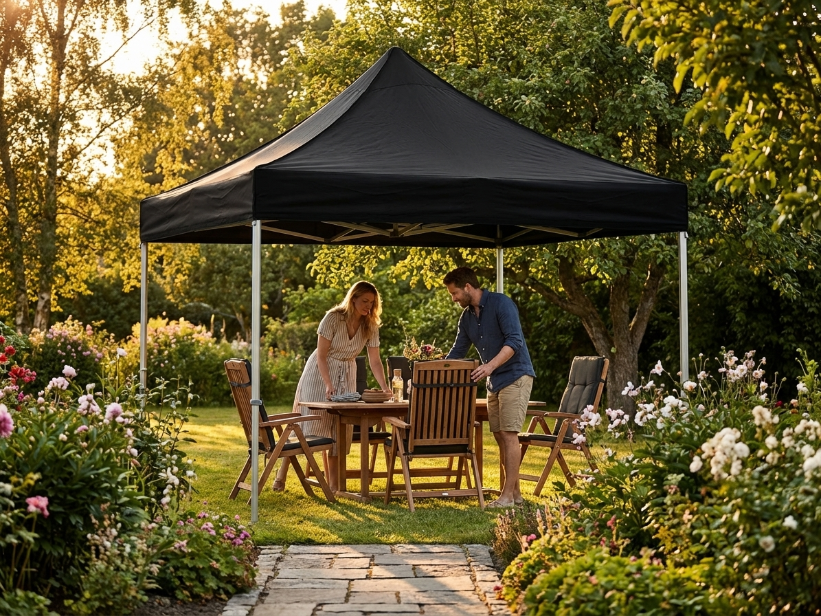 Black gazebo roof cover 3.5x3.5 m with polyester PVC backing