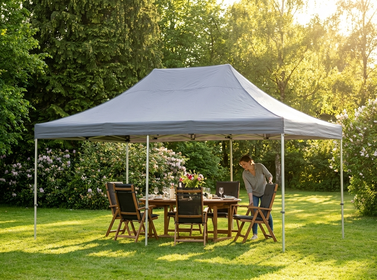Pop up gazebo 4x6 m grey with aluminium frame for outdoor events - view 3