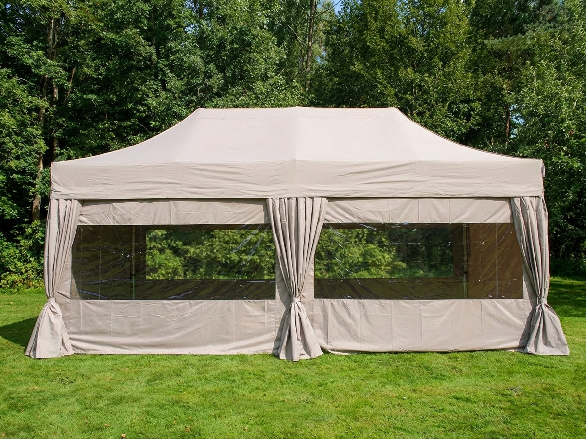 Pop up gazebo 3x6 m Latte with steel frame and sidewalls