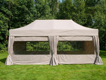 Pop up gazebo 3x6 m Latte with steel frame and sidewalls